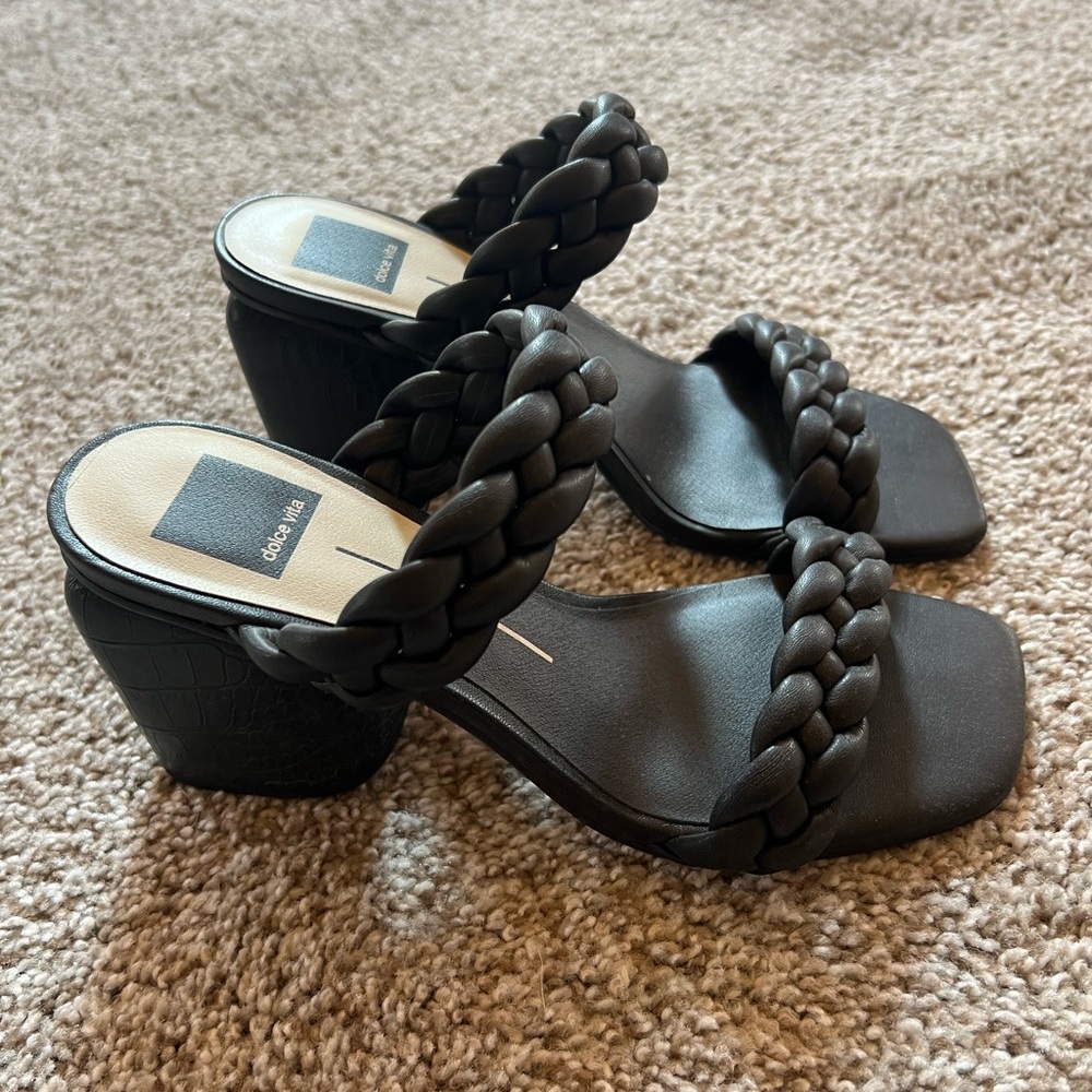 Elegant Black Women's Braided Heels